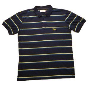 Bobson Striped Short Sleeve Polo Short | Men's Extra Large XL | Navy Blue / Gold